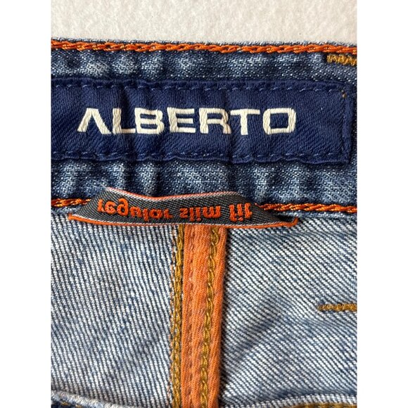 Alberto Mens Blue Distressed Jeans Size 40x34 - Picture 5 of 13